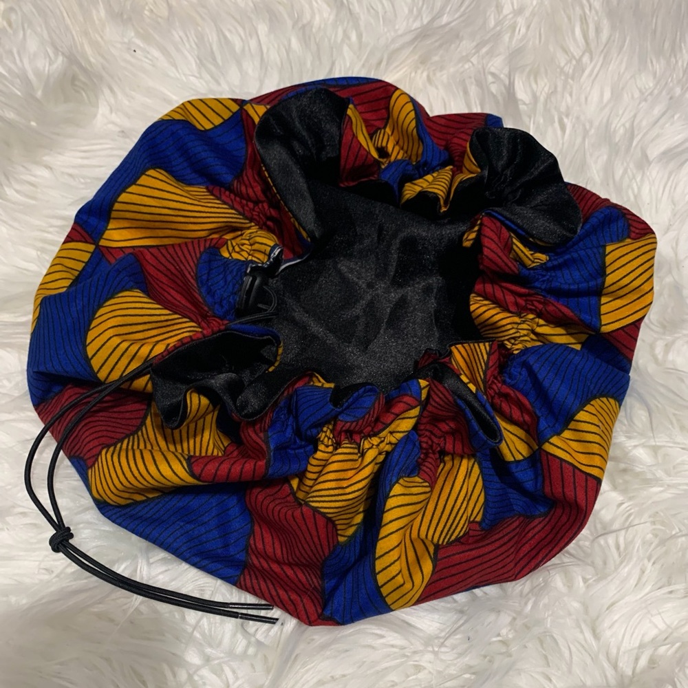 Black and Burgundy Silk Bonnet